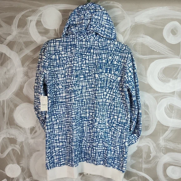 Famous Stars & Straps Blue and White Zip Up Sweater